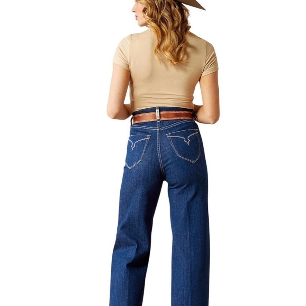 Ariat Dark Blue Wide Leg Flare Jeans - Picture 2 of 12